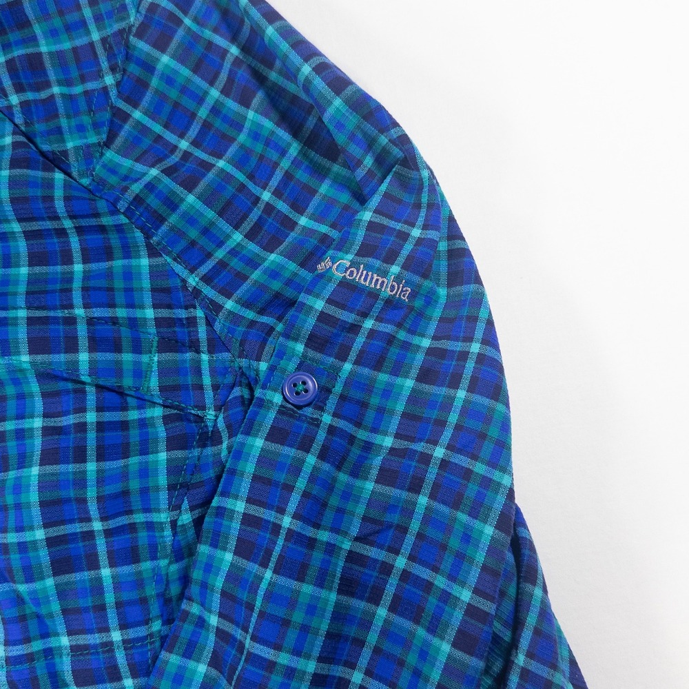 Columbia Omni Shade Plaid Vent Womens Long Sleeve Blue Green M Gorpcore Outdoor - Picture 4 of 16